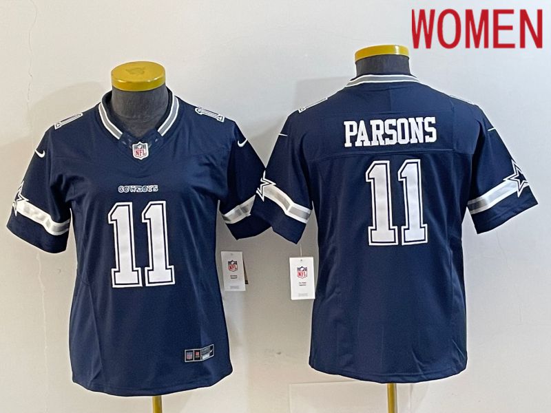 Women Dallas Cowboys 11 Parsons Blue 2023 Nike Vapor Limited NFL Jersey style 4